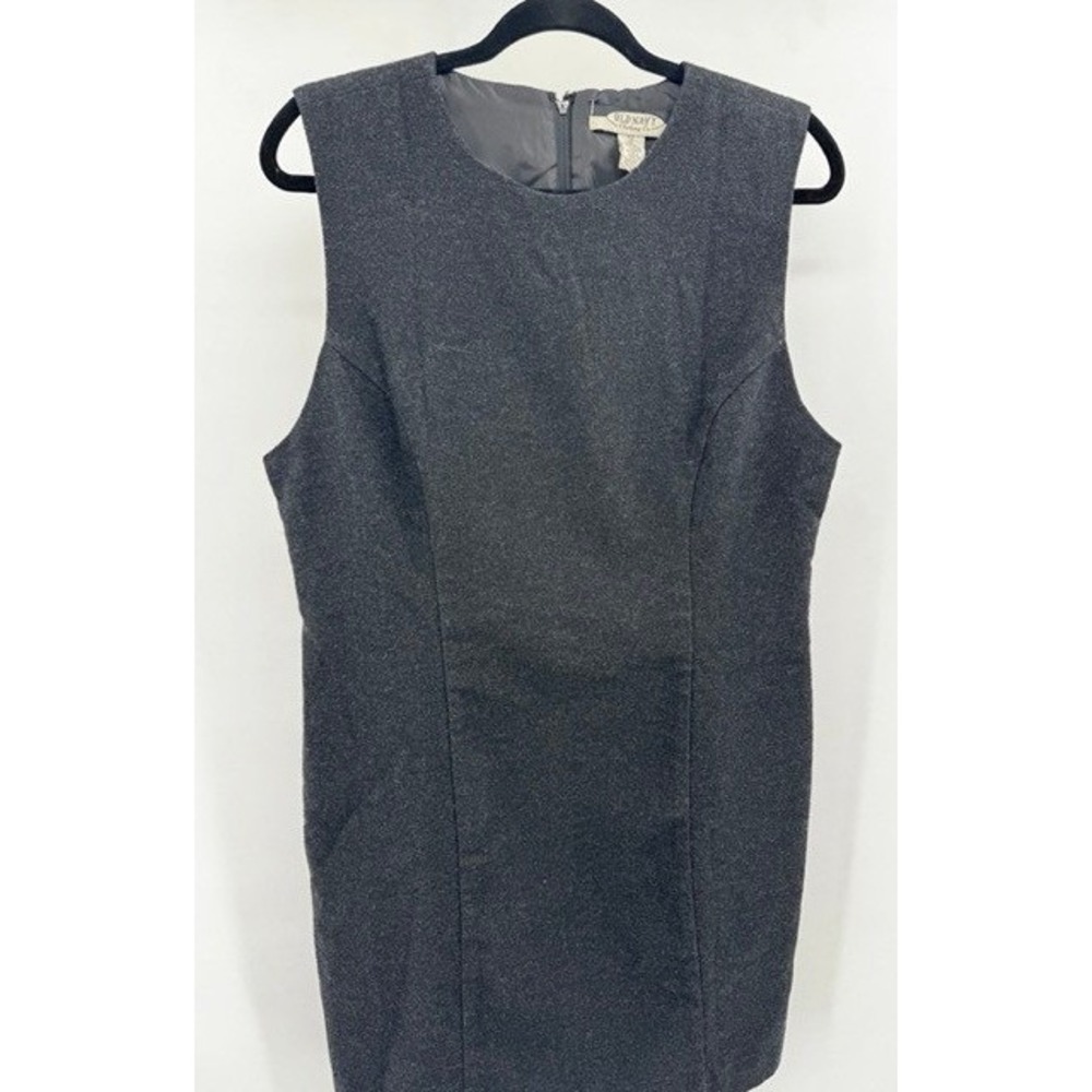 Vintage Old Navy Dark Gray Wool Sleeveless Dress SZ 12 Minimalist Career Preppy